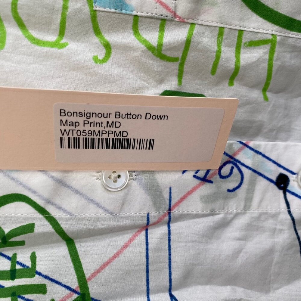 NEW Lingua Franca Bonsignor Button Down Shirt Map Print West Village Novelty M - Picture 11 of 11